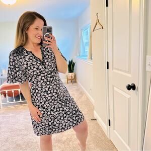 NWT Rebecca Taylor Navy Blue Pink Floral Mini Dress 6